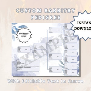 Editable Pedigree | Editable Text In Canva | Rabbitry Pedigree