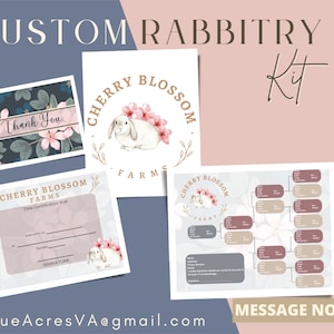 Custom Rabbitry Kit | Individuelles Rabbitry Logo | Bearbeitbarer Hasenstammbaum | Bearbeitbare Kaninchen Geburtsurkunde | Canva Template | Rabbitry Pack