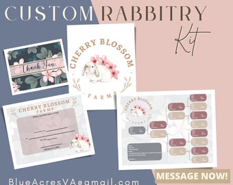 Custom Rabbitry Kit | Custom Rabbitry Logo | Editable Rabbit Pedigree | Editable Rabbit Birth Certificate | Canva Template | Rabbitry Pack