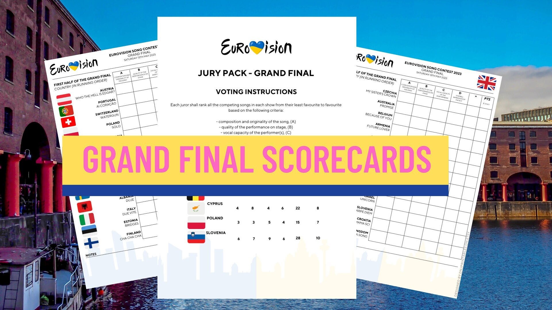 EUROVISION 2023 Grand Final SCORECARDS Official Running Etsy