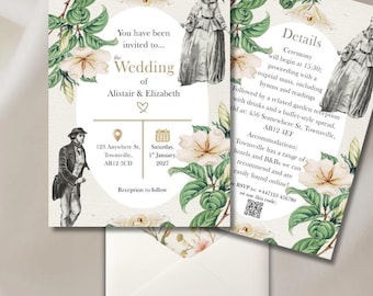 Elegant Wedding Invitation + Details and RSVP Card: Digital Download Template