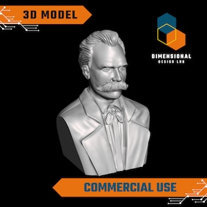 3D Model of Friedrich Nietzsche - High-Quality STL File for 3D Printing (COMMERCIAL USE)