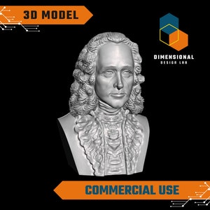 3D Model of Voltaire - High-Quality STL File for 3D Printing (COMMERCIAL USE)