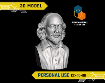 3D Model of William Shakespeare - High-Quality STL File for 3D Printing (PERSONAL USE)