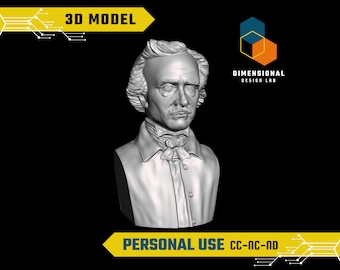 3D Model of Edgar Allan Poe - High-Quality STL File for 3D Printing (PERSONAL USE)