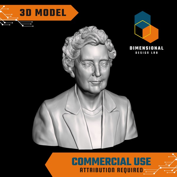 3D Model of Agatha Christie - High-Quality STL File for 3D Printing (COMMERCIAL USE - Attribution Required)