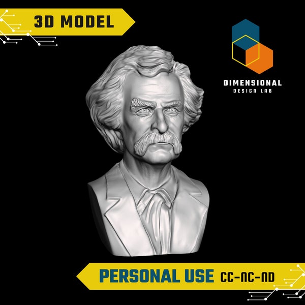 3D Model of Mark Twain - High-Quality STL File for 3D Printing (PERSONAL USE)