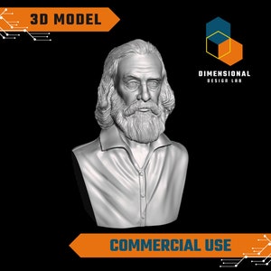 3D Model of Walt Whitman - High-Quality STL File for 3D Printing (COMMERCIAL USE)