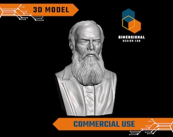 Modèle 3D de Fiodor Dostoïevski - Fichier STL de haute qualité pour l'impression 3D (UTILISATION COMMERCIALE)