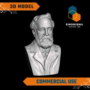 3D Model of Jules Verne - High-Quality STL File for 3D Printing (COMMERCIAL USE)