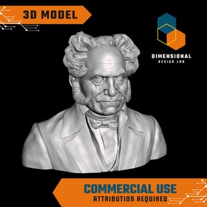 3D Model of Arthur Schopenhauer - High-Quality STL File for 3D Printing (COMMERCIAL USE - Attribution Required)