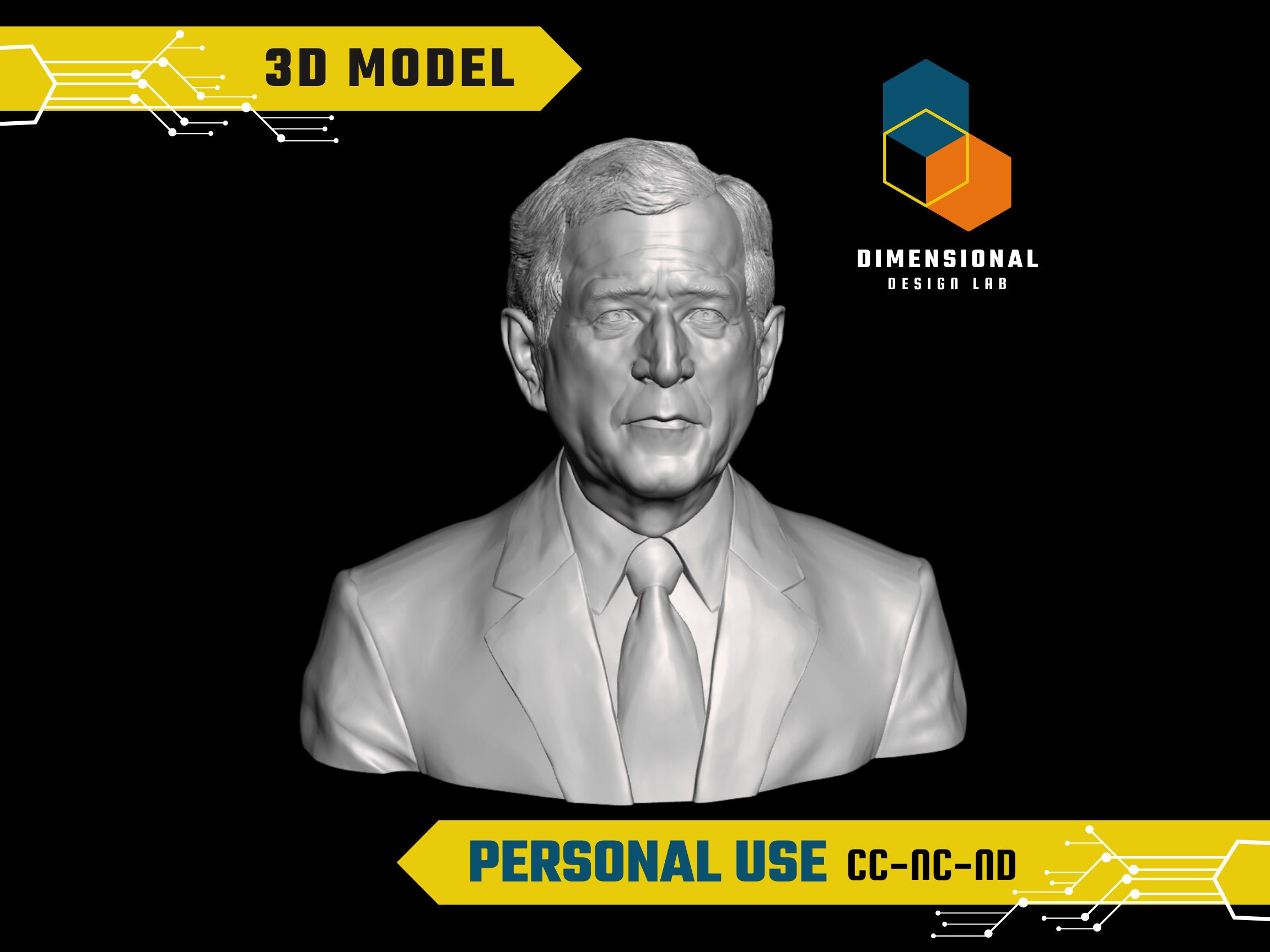 3D Model of George W. Bush - High-Quality STL File for 3D Printing (PERSONAL USE)