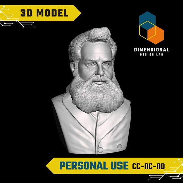 3D Model of Alexander Graham Bell - High-Quality STL File for 3D Printing (PERSONAL USE)
