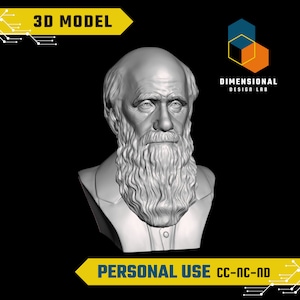 3D Model of Charles Darwin - High-Quality STL File for 3D Printing (PERSONAL USE)