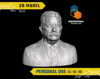 3D Model of Theodore Roosevelt - High-Quality STL File for 3D Printing (PERSONAL USE)
