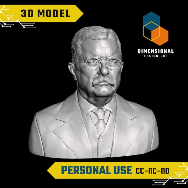 3D Model of Theodore Roosevelt - High-Quality STL File for 3D Printing (PERSONAL USE)