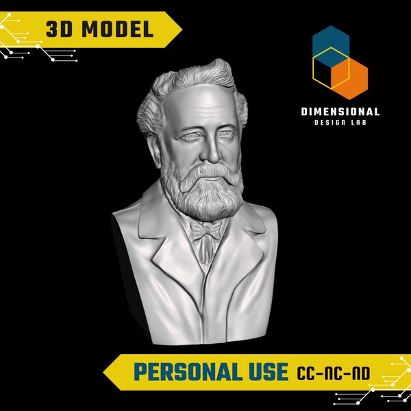 3D Model of Jules Verne - High-Quality STL File for 3D Printing (PERSONAL USE)