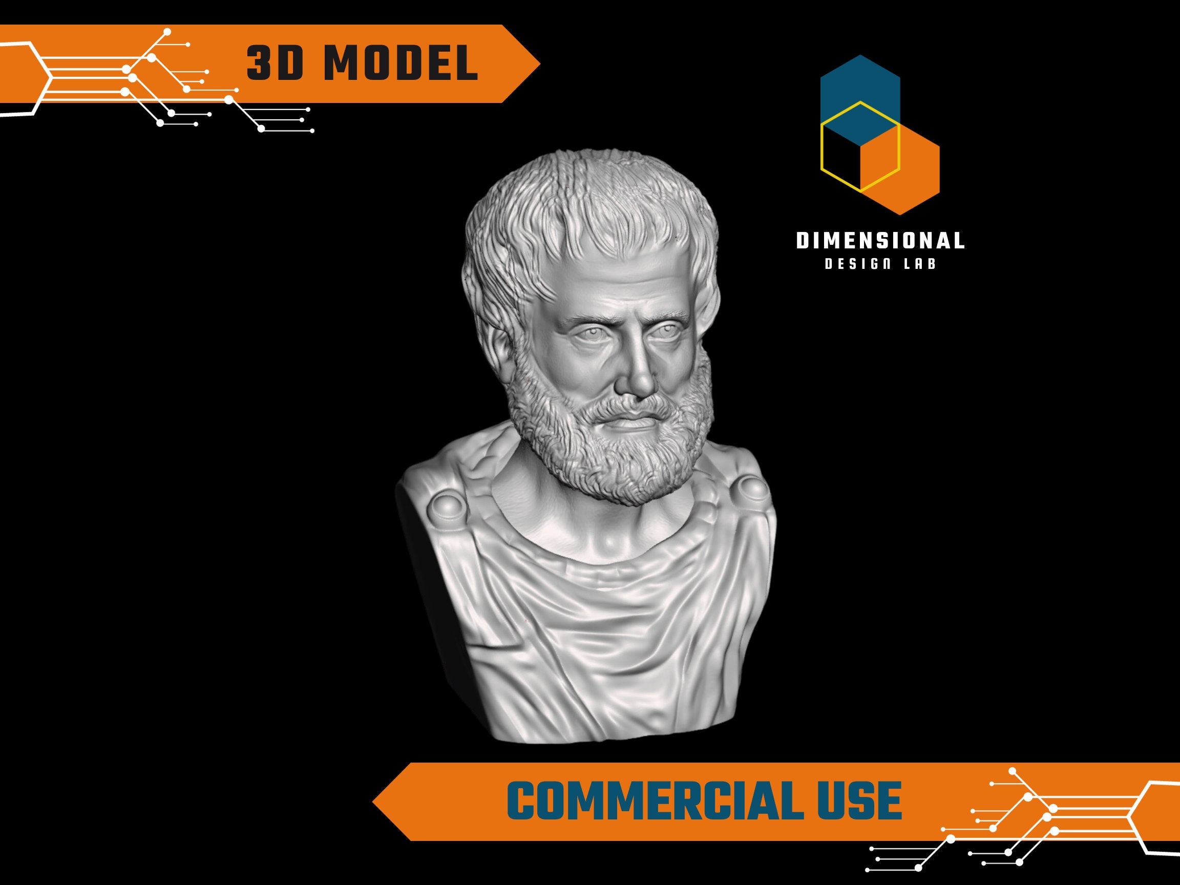 3D Model of Aristotle - High-Quality STL File for 3D Printing (COMMERCIAL USE)