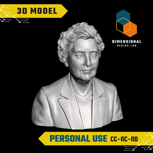 3D Model of Agatha Christie - High-Quality STL File for 3D Printing (PERSONAL USE)