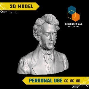 セーレン・キェルケゴールの 3D モデル - 3D 印刷用の高品質 STL ファイル (個人使用)