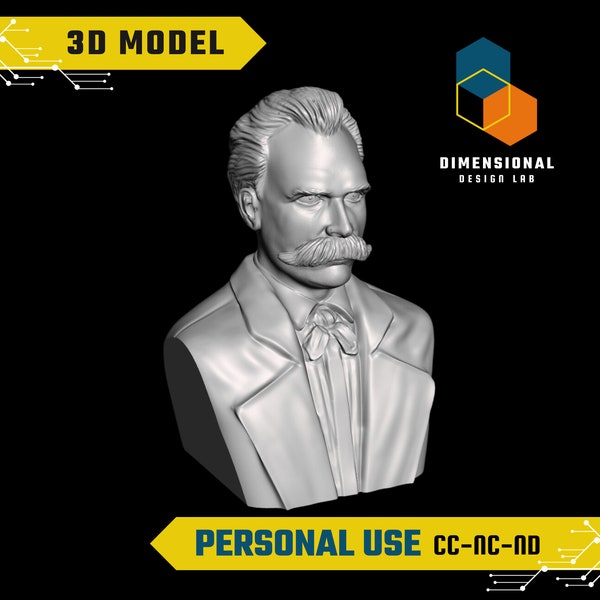 3D Model of Friedrich Nietzsche - High-Quality STL File for 3D Printing (PERSONAL USE)