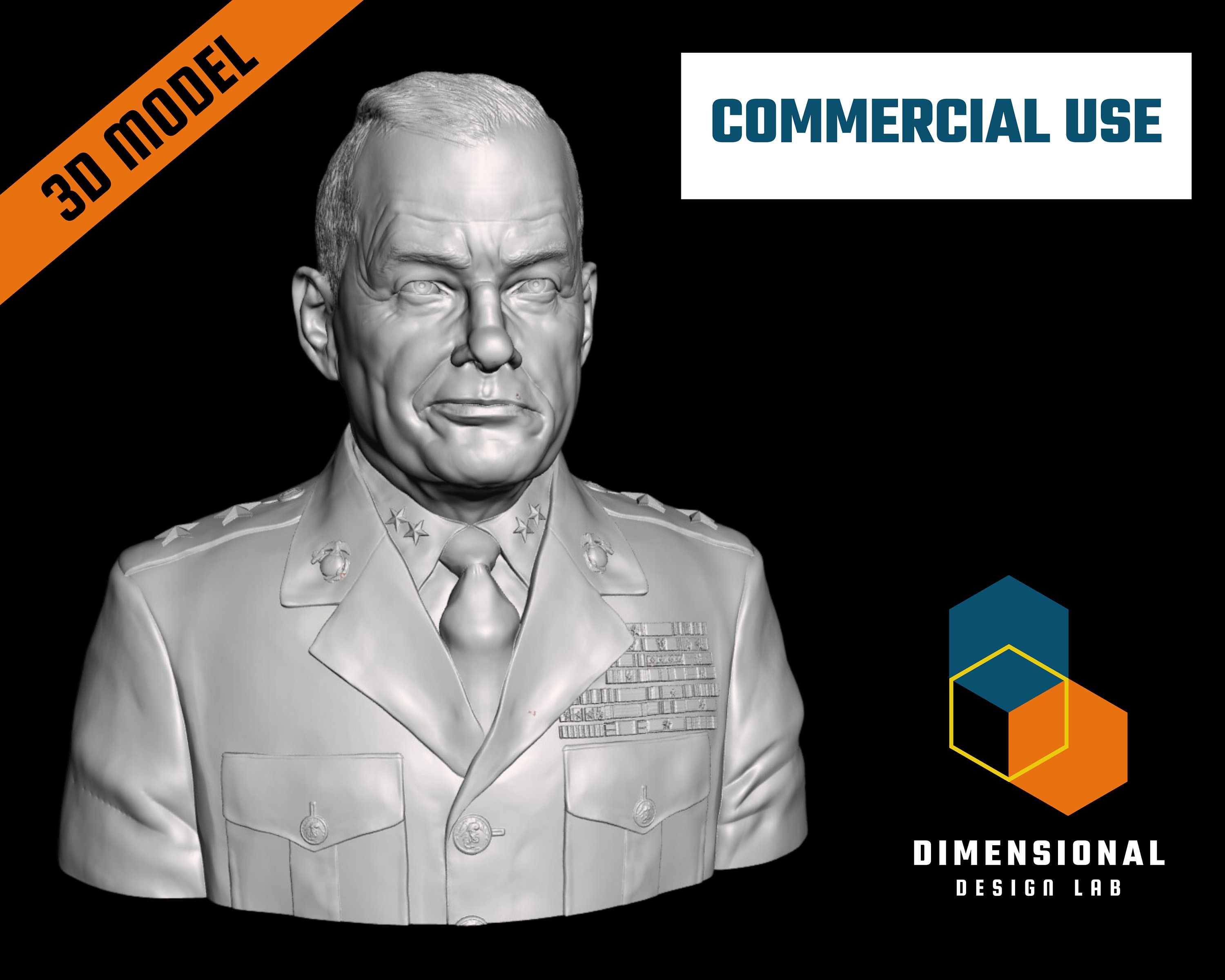 3D Model of Chesty Puller Highquality STL File for 3D Etsy