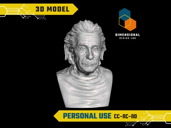 3D Model of Albert Einstein - High-Quality STL File for 3D Printing (PERSONAL USE)