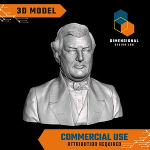 3D Model of Millard Fillmore - High-Quality STL File for 3D Printing (COMMERCIAL USE - Attribution Required)
