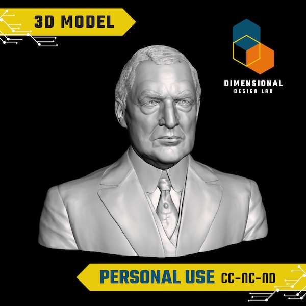 3D Model of Warren G. Harding - High-Quality STL File for 3D Printing (PERSONAL USE)