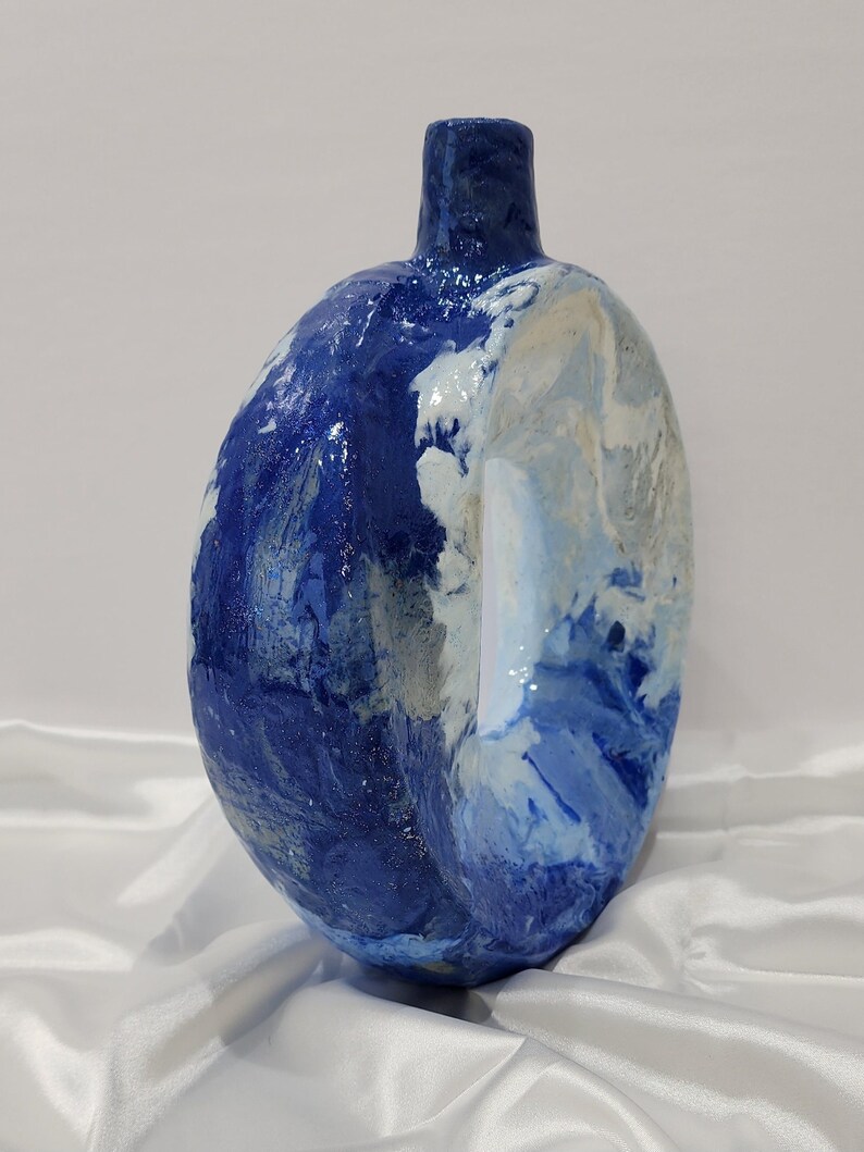 Ocean Wave Donut Vase Blue Ceramic Flower Holder Modern Etsy