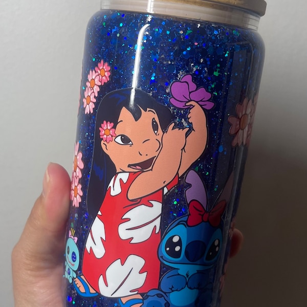 Lilo & Stitch Snow Globe Cup l Snow Globe Cup l Lilo and Stitch l Glitter Cup