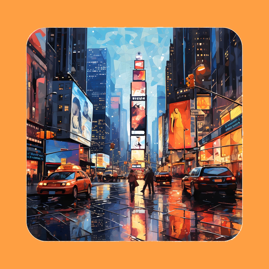 Times Square Sticker Times Square New York Cityscape Sticker Modern Architecture Waterproof ...