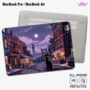 LoFi Cute Cartoon Cat MacBook Case - Protective MacBook Air 13 Case, MacBook Pro 13 Case, MacBook Cover, Anime Animal Design