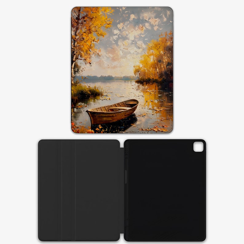 Oil Painting Landscape Cover iPad 9th Gen, iPad Air 5th Gen Pro 12.9, 11 inch, 10.2, 10.9 Pencil Holder 2021 2022 Covers image 2