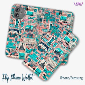 Funda de teléfono con tapa abatible para viajes para iPhone y Samsung, diseño elegante, artístico y duradero del paisaje urbano de Nueva York para viajeros y caminantes