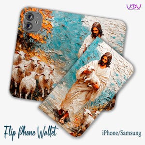 Lost Sheep Flip Case, Guter Hirte Handytasche für iPhone 16, 15 Pro & Samsung, Christlicher Glaube Bibel Vers Inspirationsgeschenk