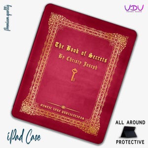Custodia personalizzata per iPad a forma di libro vintage, custodia per iPad con nome personalizzato, custodia in stile antico per iPad Pro 12.9, 11, 10.2, 10.9, custodia per tablet retrò