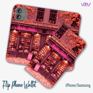 Capa tipo carteira tipo carteira para livraria, design artístico para iPhone e Samsung Galaxy, capa protetora durável, presente literário personalizado