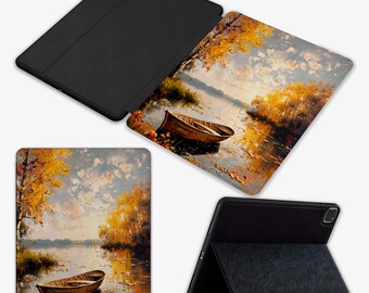 Oil Painting Landscape Cover iPad 9th Gen, iPad Air 5th Gen | Pro 12.9, 11 inch, 10.2, 10.9 - Pencil Holder 2021 2022 Covers