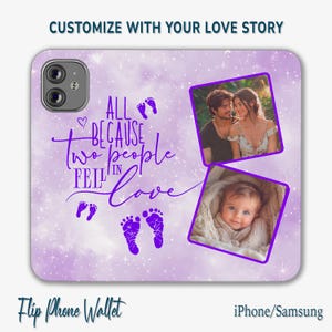 Cartera para teléfono con historia de amor personalizada, funda con tapa con foto para iPhone y Samsung / Regalo para familia, bebé y pareja / Funda con memoria personalizada