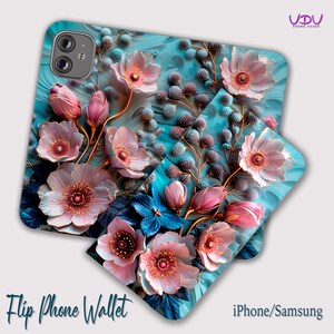 Elegante funda tipo billetera para iPhone con flores doradas, funda para teléfono con tulipanes florales, funda tipo billetera para iPhone 11, 12, 13, fundas con tapa, Samsung S20, almacenamiento de tarjetas y efectivo