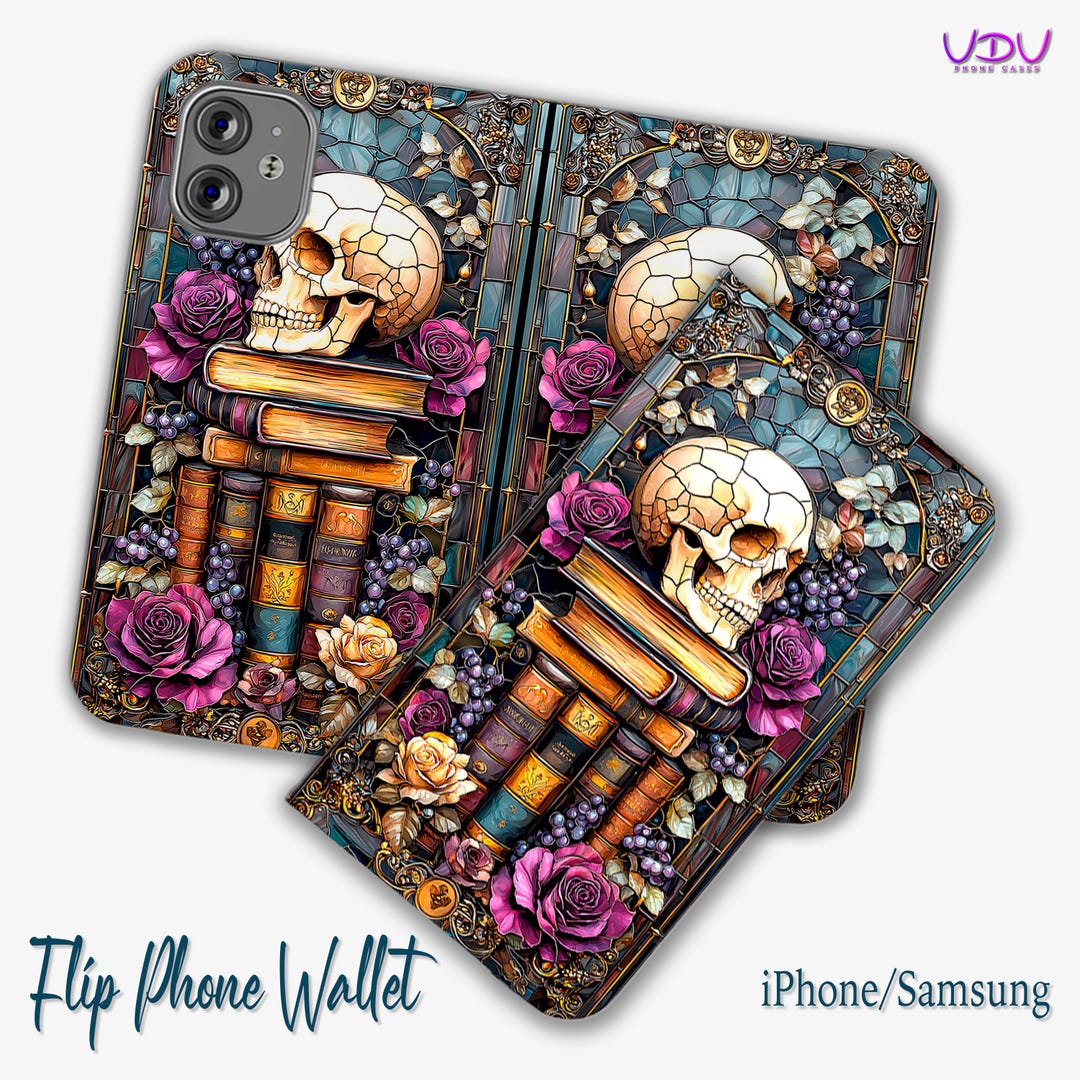 Funda para teléfono con diseño floral de Dark Academia, funda tipo