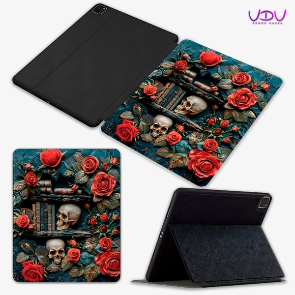 Stylish iPad Cases Skull Design Cover iPad 9th Gen, iPad Air 5th Gen | Pro 12.9, 11 inch, 10.2, 10.9 - Pencil Holder 2021 2022 Covers