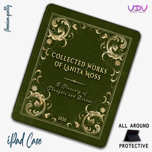Custodia iPad personalizzata vintage con nome personalizzato, elegante custodia in stile libro retrò per iPad Pro 12.9, 11, 10.2, 10.9 - Custodia dall'aspetto antico
