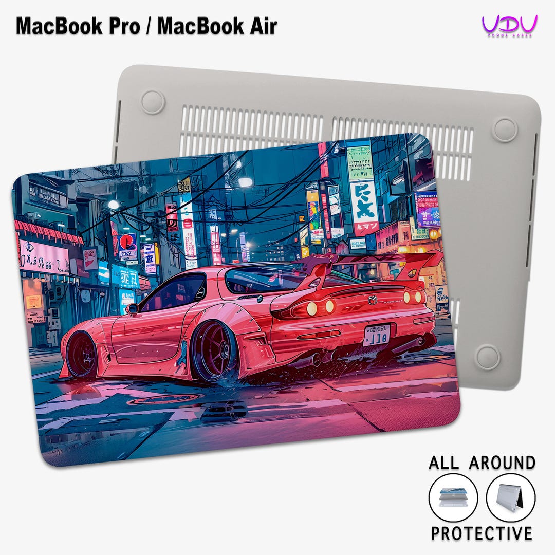 Japanese Car MacBook Case, Neon Street Racing Laptop Cover, JDM Anime ...