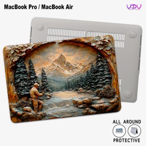 MacBook Hülle für MacBook Air und Pro, künstlerisches Fischer-Design, langlebige, von der Natur inspirierte Laptophülle, rustikale, anpassbare Hülle