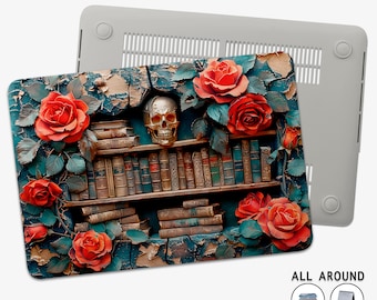 Vintage Bookshelf MacBook Case, Retro Books Lovers Design Hard Cover for MacBook Air/Pro 11/12/13/14/15/16 Inch Protective Case, MacBook Air