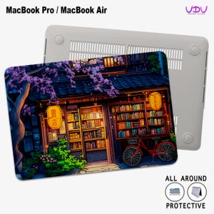 Japan Anime Buchhandlung MacBook Hülle für MacBook Air und Pro, stilvolle langlebige Anime Laptop Cover, Vintage Buchdesign, anpassbare Hülle