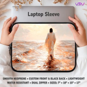 Walk With Christ Laptop Sleeve, Jesus Christian Art Case 7&quot; 10&quot; 15&quot; 17&quot; | Faith Zipper Bag Gift, God Is With Me Tech Cover