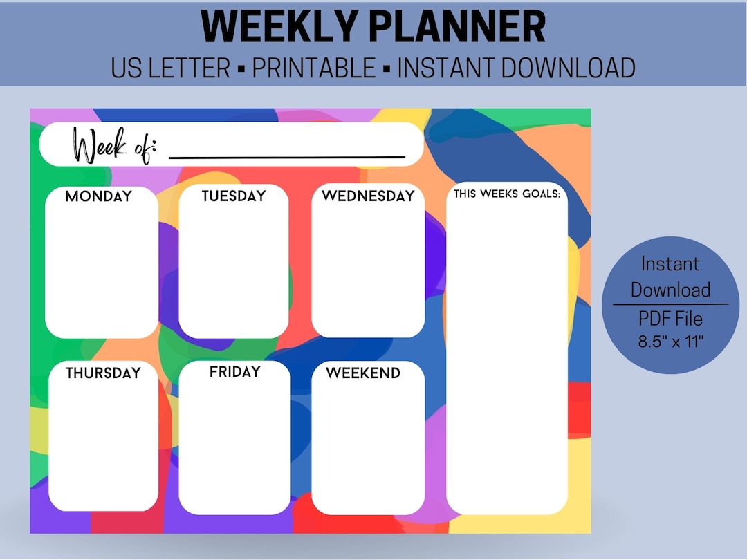 Colorful Weekly Planner Printable | Weekly Schedule | Family ...